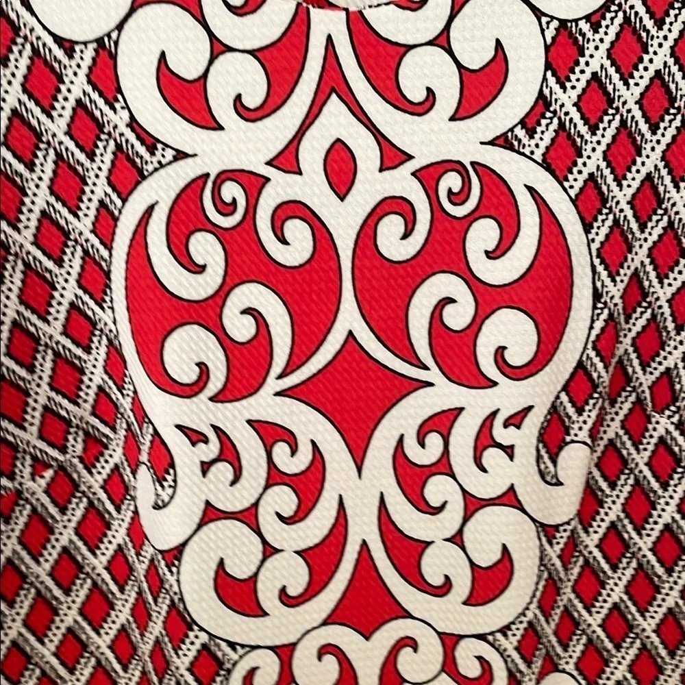 Shelby & Palmer Red and White Pattern Sheath Dress | Size 8